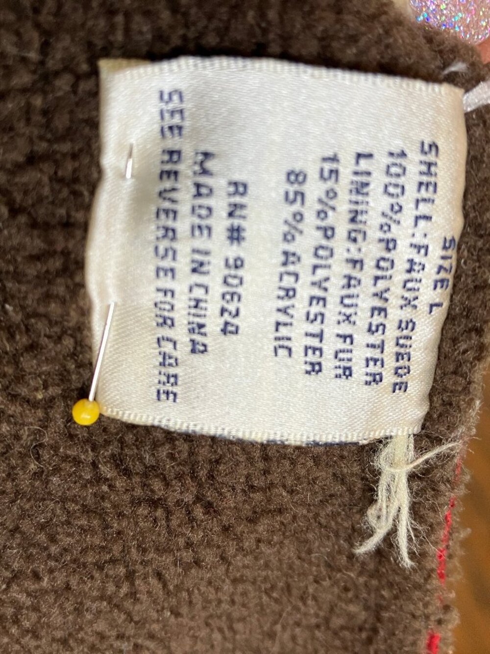 Red and Brown Fleece Swing Coat - Very Good Condition Sz L - Picture 8 of 10